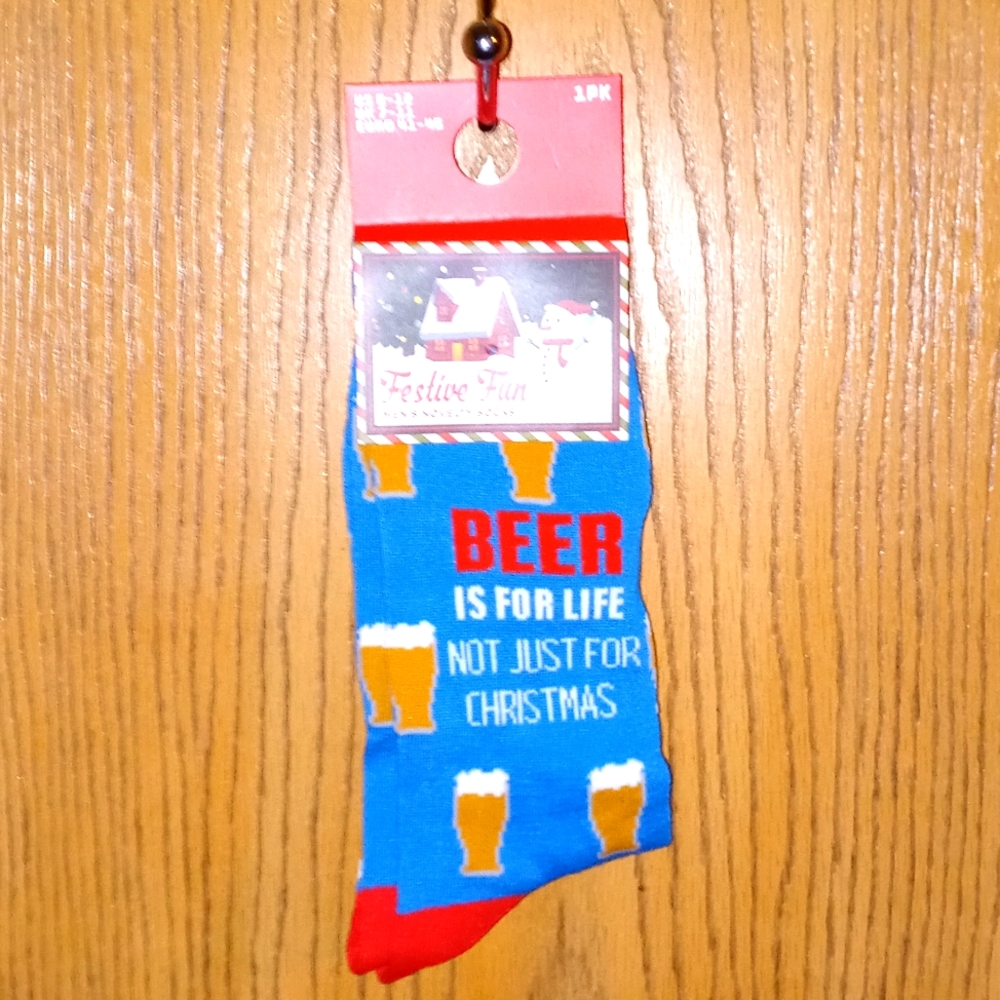 🆕 Men's (🍺) designed novelty Christmas time socks SIZE:8-12 UK:7-11 EURO:41-46